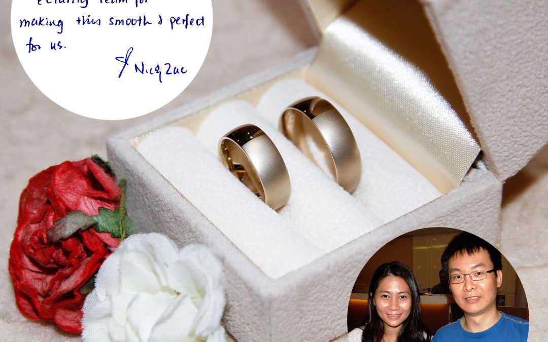 Champagne gloss and matte finishing wedding bands