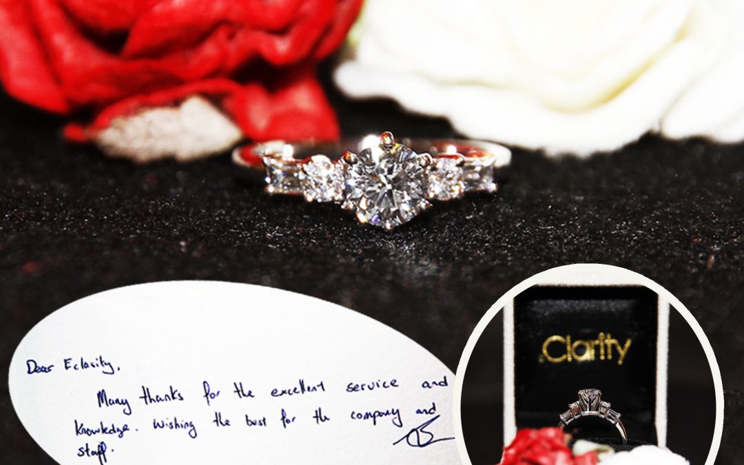Benjamin’s proposal ring with brilliant round diamonds and baguette diamonds