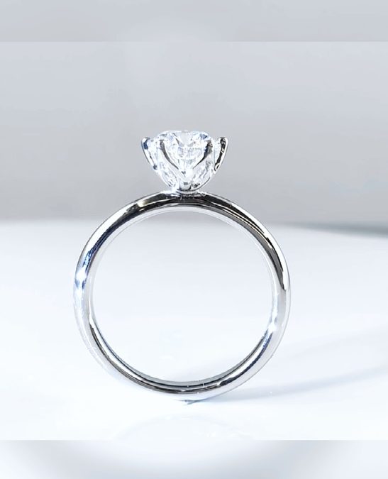 eClarity Bespoke Tulip Design Engagement Ring in 18k White Gold